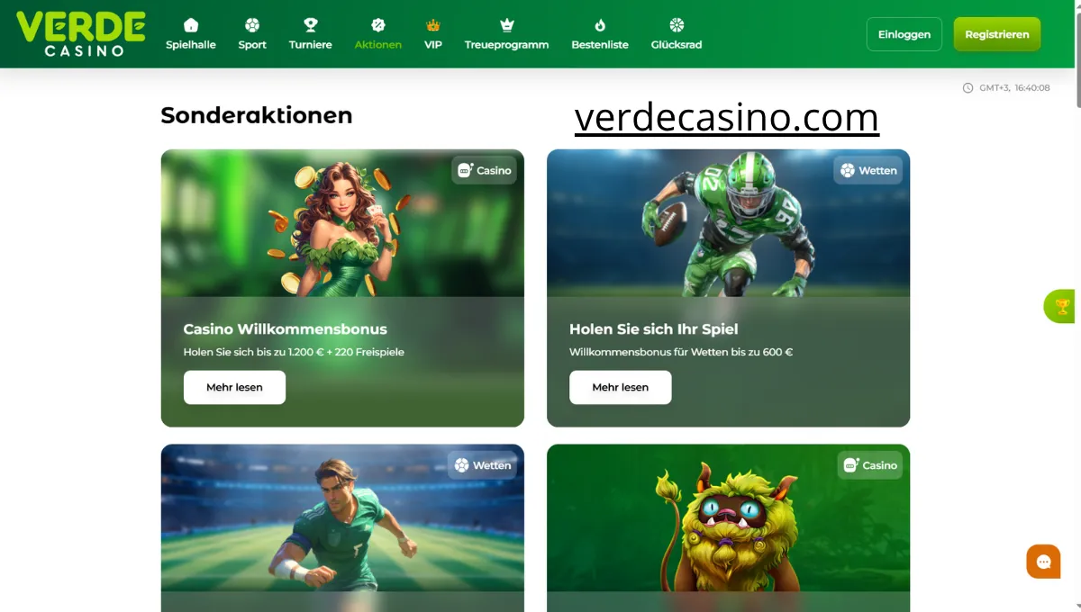 Willkommensbonus im Verde Casino